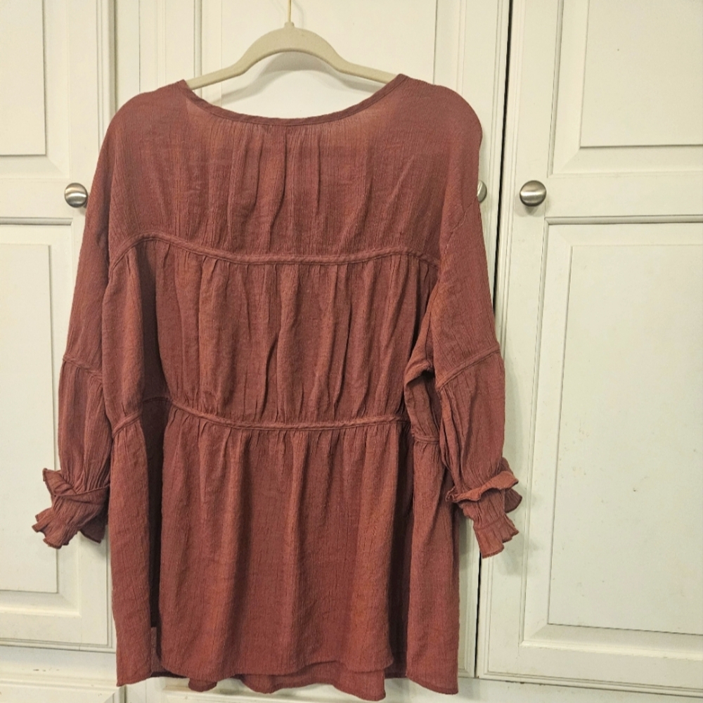Rust Ruffle Tiered Tunic Top - Picture 5 of 5